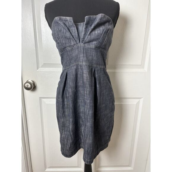Vintage As You Wish Denim Strapless Mini dress Size 5 - Picture 1 of 7